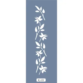 K121 6x20 Bordür Model Çiçekli Yaprak Stencil