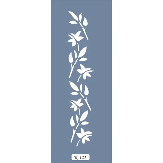 K121 6x20 Bordür Model Çiçekli Yaprak Stencil