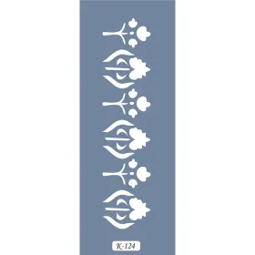 K124 6x20 Bordür Model Çiçek Stencil