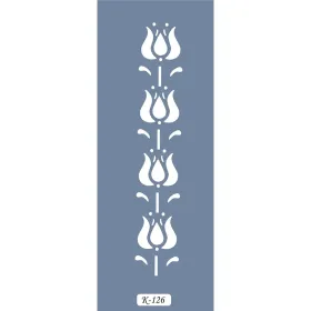 K126 6x20 Bordür Model Çiçek Desen Stencil