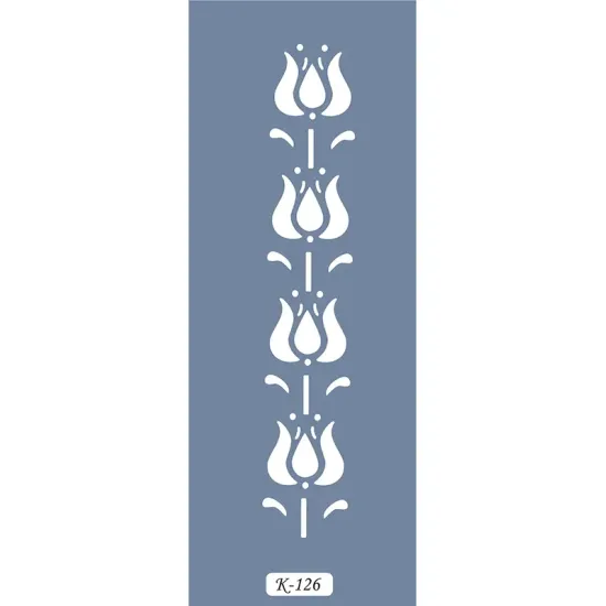 K126 6x20 Bordür Model Çiçek Desen Stencil