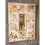 Atölye Tasarımı Vintage Kolaj Aynalı Ahşap Karo Pano - 46x35 cm