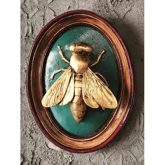 Atölye Tasarımı Altın Arı Oval Pano - 26 cm