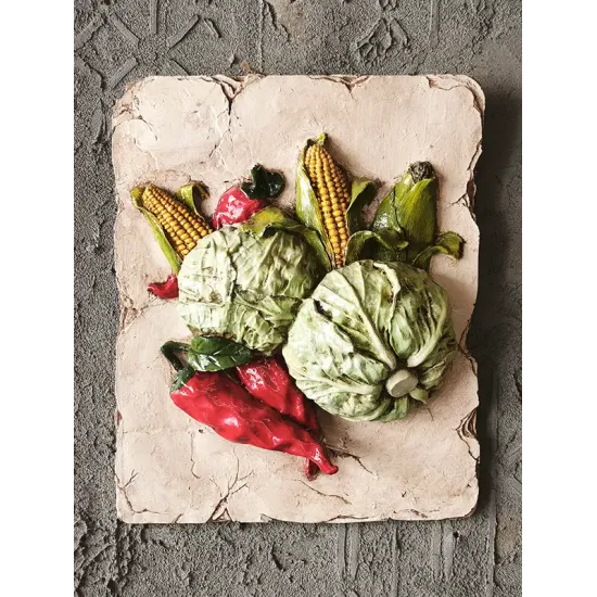 Atölye Tasarımı Lahanalı Sebze Kabartmalı Pano - 28 cm