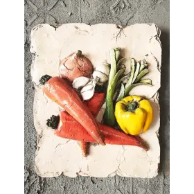 Atölye Tasarımı Havuçlu Sebze Kabartmalı Pano - 28 cm