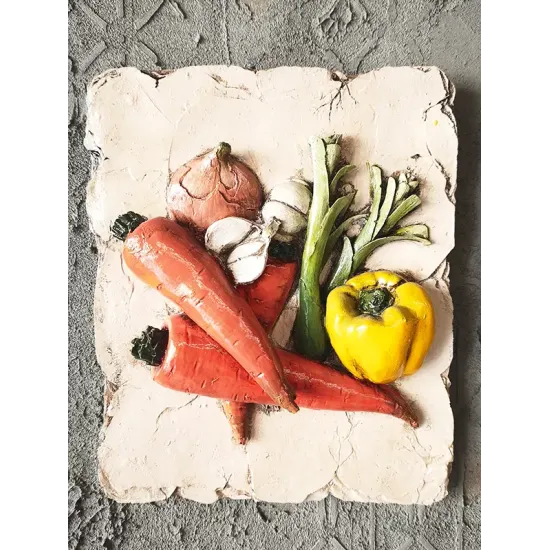 Atölye Tasarımı Havuçlu Sebze Kabartmalı Pano - 28 cm