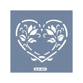 KA05 Kalp Fayans Desen Stencil 22x22cm