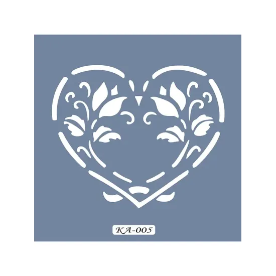 KA05 Kalp Fayans Desen Stencil 22x22cm