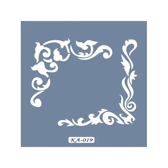KA19 Barok Köşe Fayans Desen Stencil 22x22cm