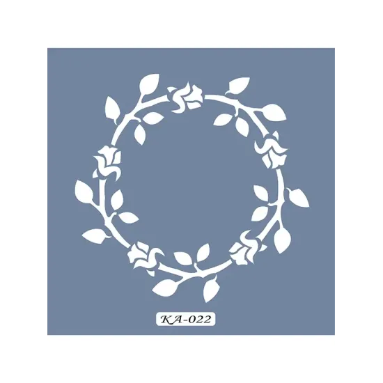 KA22 Floral Gül Fayans Desen Stencil 22x22cm