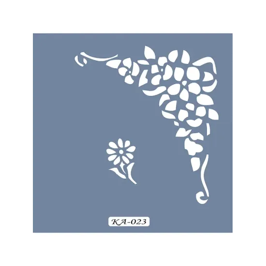 KA23 Floral Fayans Köşe Stencil 22x22cm