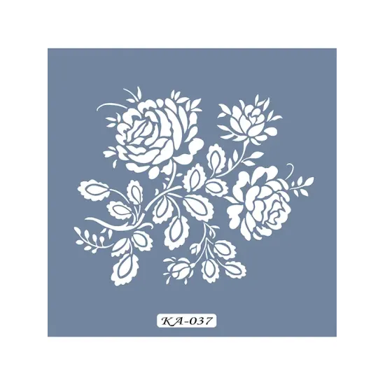 KA37 Gül Desen Fayans Desen Stencil 22x22cm
