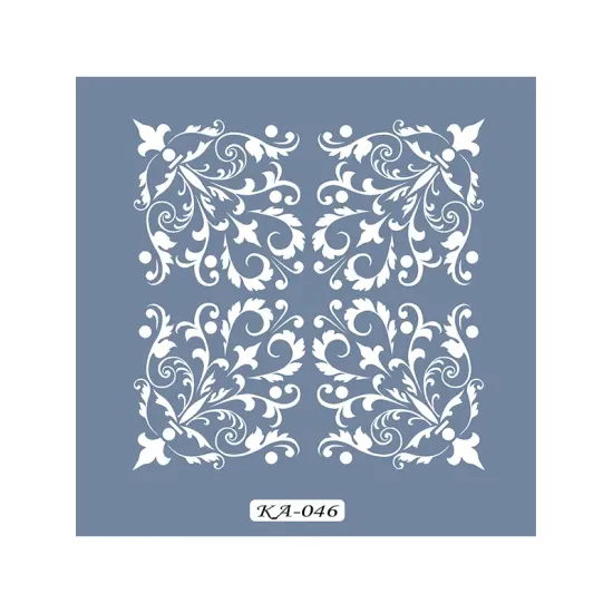 KA46 Floral Fayans Desen Stencil 22x22cm