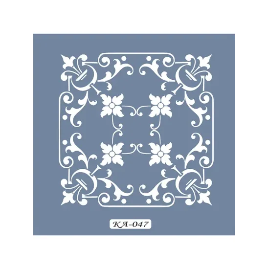 KA47 Floral Fayans Desen Stencil 22x22cm