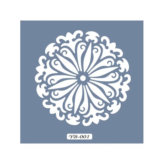 YB01 Mandala Model Yuvarlak Seri Stencil 22x22cm
