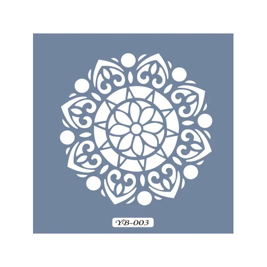 YB03 Mandala Model Yuvarlak Seri Stencil 22x22cm