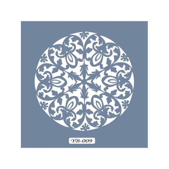 YB09 Mandala Model Yuvarlak Seri Stencil 22x22cm