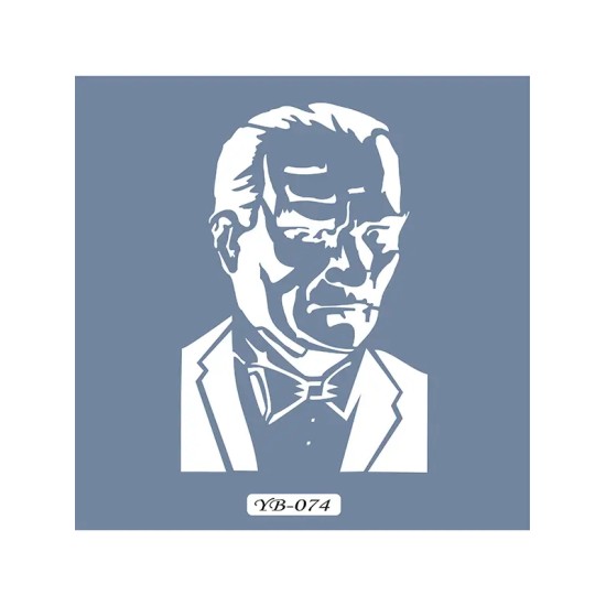 YB74 Atatürk Silüeti Yuvarlak Seri Stencil 22x22cm