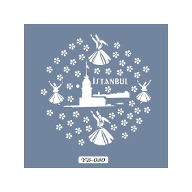 YB80 Kız Kulesi Yuvarlak Seri Stencil 22x22cm
