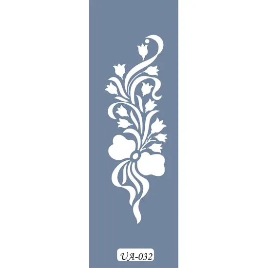 UA32 Floral UA Seri Stencil 10x25cm