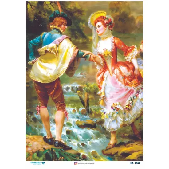 7607 Diamond Pirinç Dekopaj Kağıdı 30x42cm