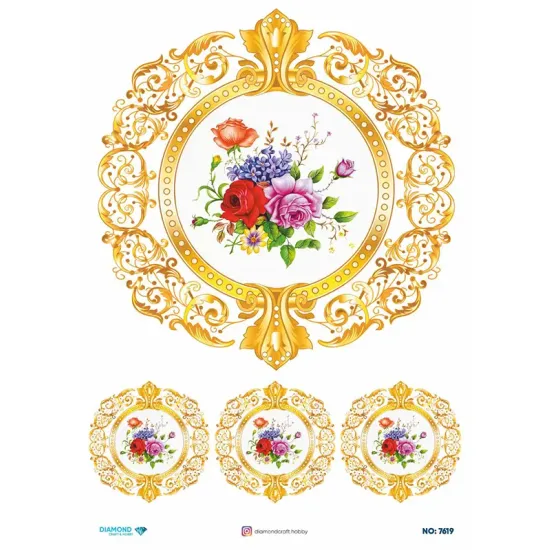 7619 Diamond Pirinç Dekopaj Kağıdı 30x42cm
