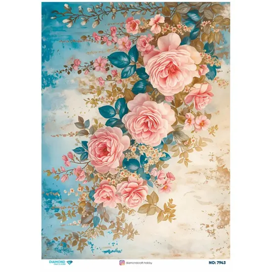 7943 Diamond Pirinç Dekopaj Kağıdı 30x42cm