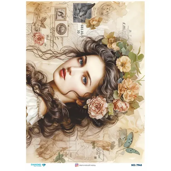 7945 Diamond Pirinç Dekopaj Kağıdı 30x42cm