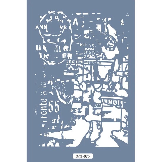 MA75 Mix Media Yazı Desenli Stencil 21x29cm