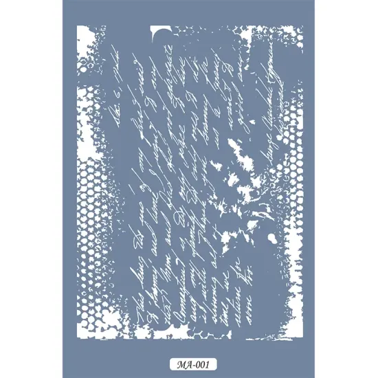 MA01 Mix Media Yazı Deseni Stencil 21x29cm