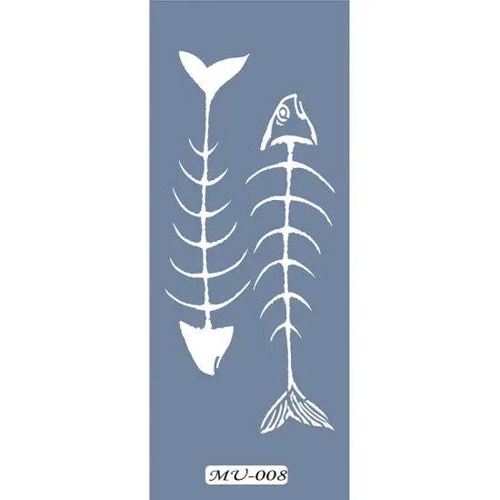 MU08 Mix Media Balık İskeleti Stencil