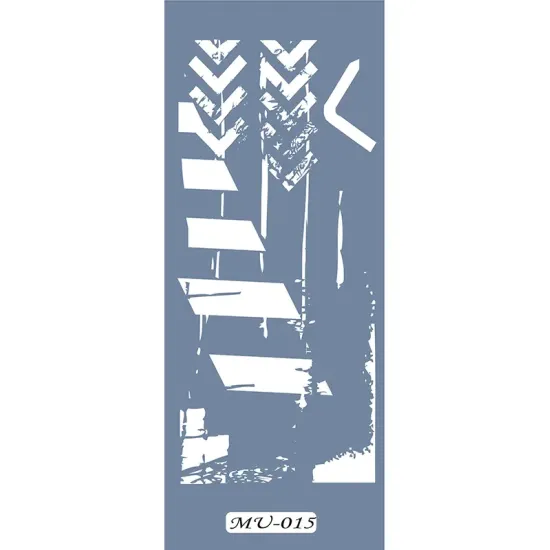 MU15 Mix Media Geometrik Desen Stencil