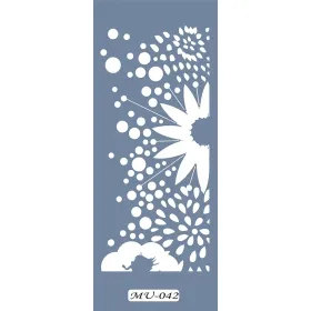 MU42 Mix Media Çiçek Stencil