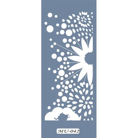 MU42 Mix Media Çiçek Stencil