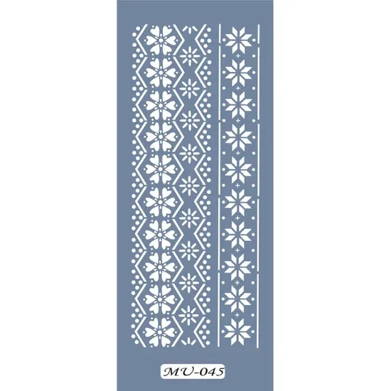 MU45 Mix Media Geometrik Desen Stencil