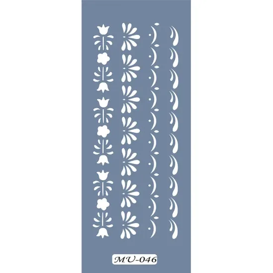 MU46 Mix Media Çiçek ve Yaprak Stencil