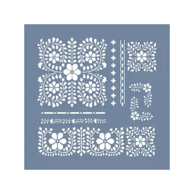 EHD69 Bordür Model Çiçek Desenli Stencil 20x20 cm