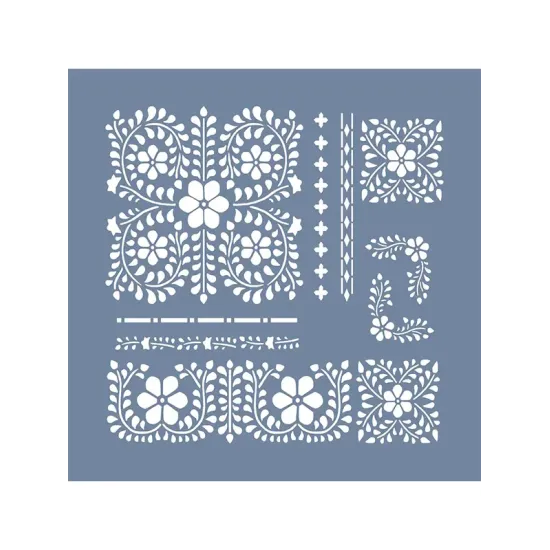 EHD69 Bordür Model Çiçek Desenli Stencil 45x45 cm