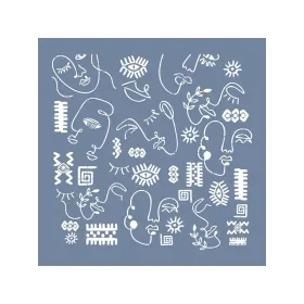 ÇES05 Etnik Model Çiğdem Işık Soyut Yüzler Stencil 45x45cm