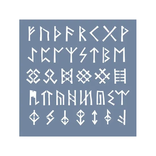 ÇES06 Etnik Model Çiğdem Işık Geometrik Yazı Stencil 45x45cm