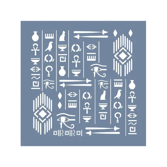 ÇES10 Etnik Model Çiğdem Işık Mısır Motifleri Stencil 45x45cm