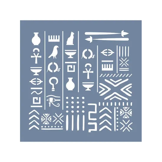 ÇES11 Etnik Model Çiğdem Işık Sembolik Desen Stencil 45x45cm