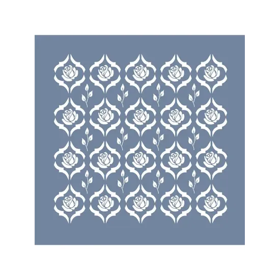 EHB15 Damask Gül Desen Stencil 45x45cm