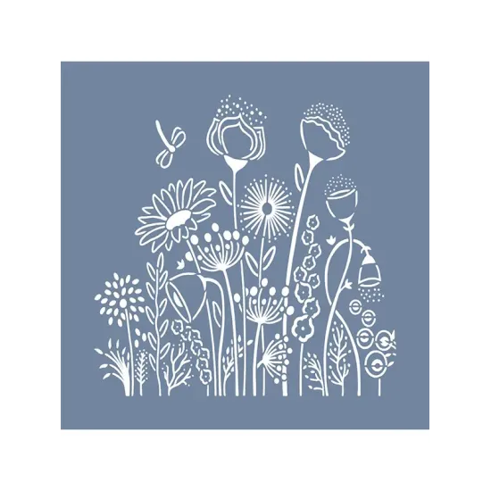 EHB31 Kır Çiçekleri Desen Stencil 20x20cm