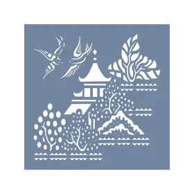 EHBÇ05 Japon Bahçesi Desen Stencil 45x45cm