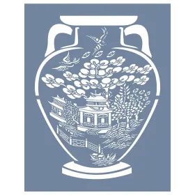 EHBL01 Blue Blanc Vazo Desen Stencil 35x45cm