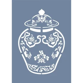 EHBL02 Blue Blanc Vazo Desen Stencil 21x30cm