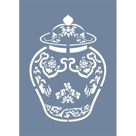 EHBL02 Blue Blanc Vazo Desen Stencil 21x30cm