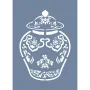 EHBL02 Blue Blanc Vazo Desen Stencil 25x35cm