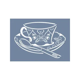 EHBL03 Blue Blanc Fincan Desen Stencil 21x30cm
